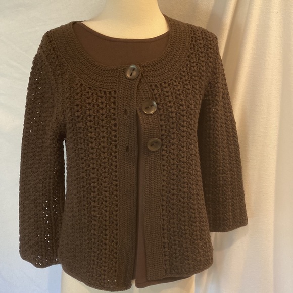 Talbots crochet cardigan sweater - Picture 2 of 6